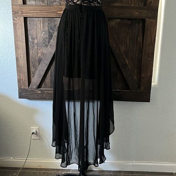 Morgan & Co black formal mini lace dress Sz- 5/6 - Picture 7 of 16